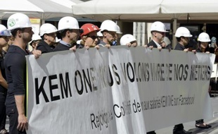 Des salariés de Kem One manifestent à Lyon, le 9 septembre 2013