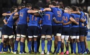 L'équipe de France de rugby contre la Roumanie, le 23 septembre 2015, à Londres.