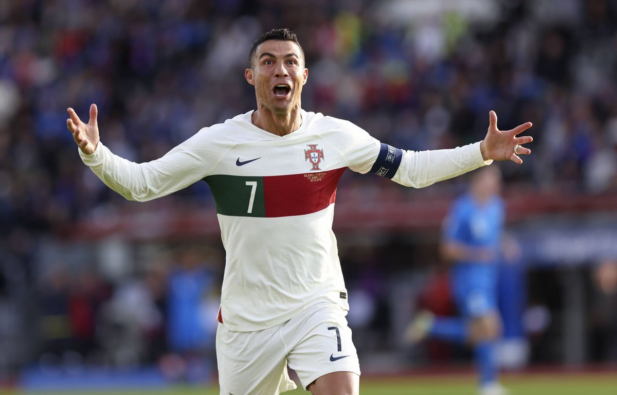 1200x768 Portugal S Cristiano Ronaldo Celebrates After Scoring His Side S First Goal During The Euro 2024 Group J Qualifying Soccer Match Between Iceland And Portugal In Reykjavik Iceland Tuesday June 20 2023 Ap Photo Arni Torfason Th134 23171764546646 2306202320