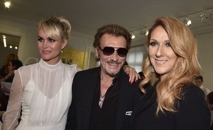 Laeticia, Johnny Hallyday et Céline Dion au défilé Christian Dior à Paris le 4 juillet 2016