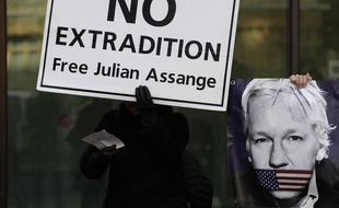 Manifestation contre l'extradition de Julian Assange, à Londres le 13 janvier 2020.
