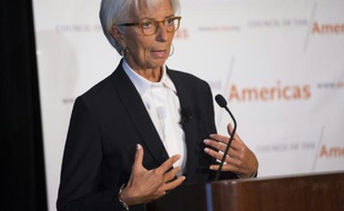 Christine Lagarde, directrice du FMI, lors d'une conférence sur la situation financière mondiale, le 30 septembre 2015 à Washington