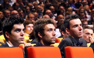 Thibaut Pinot et Romain Bardet sont deux des trois coureurs de l'équipe de France qui peuvent viser la victoire aux championnats du monde sur route, le 30 septembre 2018 à Innsbruck.