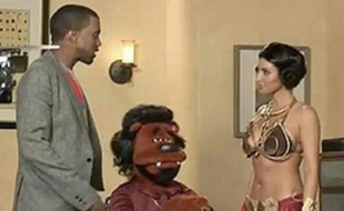 Kanye West et Kim Kardashian, en 2008, sur le tournage d'un sketch parodique de «Star Wars», qui n'a jamais été diffusé.