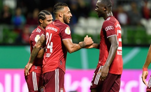 Les joueurs du Bayern Munich après leur victoire 12-0 contre Bremer, un club de cinquième division, le 25 août 2021.
