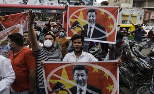 Une manifestation anti-chinoises à Ahmedabad en Inde, le 24 juin 2020.