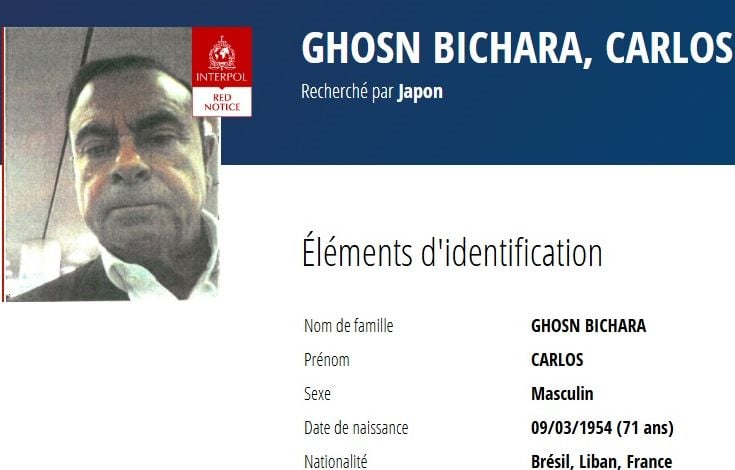 Affaire Renault-Nissan : Mais, au fait, où est Carlos Ghosn, visé par une notice rouge d'Interpol ?