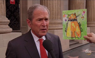 George W. Bush lors de la promotion de son livre de portraits dans l'émission «Jimmy Kimmel Live!» sur la chaîne ABC.