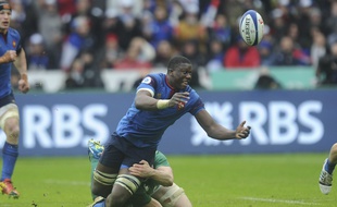 Yacouba Camara sous le maillot du XV de France lors du dernier Tournoi des six nations.