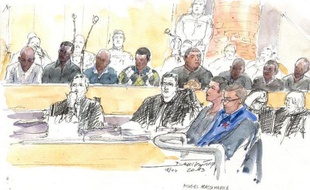 Croquis du procès du meurtre de Mohamed Laidouni devant la cour d'assises des Yvelines, le 8 avril 2013