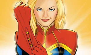 Détail de la couverture du comics «Je suis Captain Marvel».