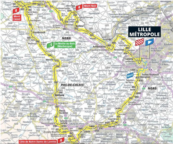 Le parcours de la 1re éape du Tour de France