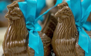 Illustration de sujets de Pâques en chocolat