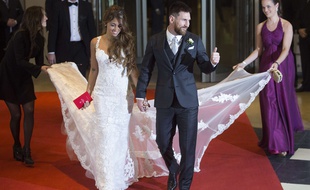 Lionel Messi à son mariage avec Antonella Roccuzzo, le 30 juin 2017 à Rosario.