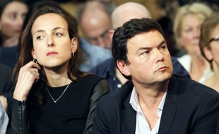 Les économistes Julia Cagé et Thomas Piketty, le 3 février 2016 à Paris.