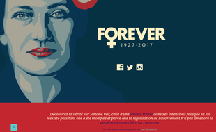 Capture d'écran du site créé par le collectif anti-avortement utilisant l'image et le nom de Simone Veil.