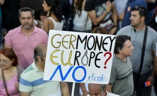 Rassemblement d'opposants au plan des créanciers de la Grèce, le 3 juillet 2015 sur la place Syntagma à Athènes