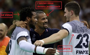 Cédric Sorhaindo, Didier Dinart et Ludovic Fabregas, lors de JO de Rio en août 2016.