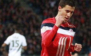 Eden Hazard, le Lillois, après avoir marqué dans le derby contre Valenciennes le 18 mars 2012.