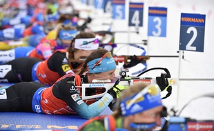 Anais Chevalier, au tir, lors du relais féminin d'Ostersund.
