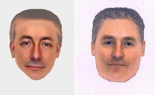 Deux portraits-robots fournis le 14 octobre 2013 d'un homme que la police britannique souhaite interroger dans le cadre de la disparition en 2007 de la petite Madeleine McCann