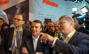 Las Vegas (Etats-Unis), le 6 janvier 2015. Emmanuel Macron s'est rendu au salon CES de Las Vegas.