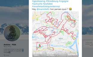 Un jeune coureur adepte des réseaux sociaux a dessiné une cigogne à l'aide de la géolocalisation de sa montre à Strasbourg en décembre.