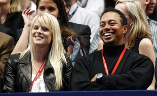 Tiger Woods et sa femme Elin Nordegren , le 11 mars 2008 à New-York.