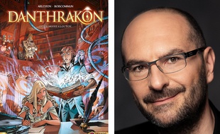 La couverture du 1er tome de « Danthakron » et Christophe Arleston