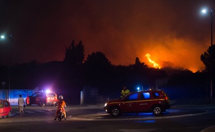 Un feu de forêt s'est déclaré près d'Aubagne, dans les Bouches-du-Rhône, le 19 août 2017.
