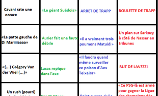 Capture d'écran du bingo PSG