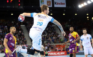 Le Toulousain Valentin Porte contre Nantes, le 29 mars 2015 en finale de la Coupe de la Ligue, à Rouen.