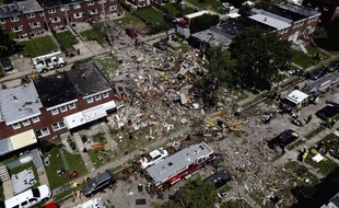 Une explosion au gaz a rasé plusieurs bâtiments à Baltimore, le 10 août 2020.