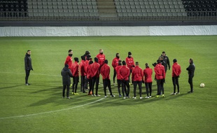 Les joueurs du Stade Rennais lors d'un entraînement à Jablonec, à quelques heures de leur match de Ligue Europa.