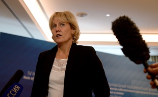 Nadine Morano,à Moscou le 1er octobre 2015. AFP PHOTO/VASILY MAXIMOV.