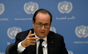 Le président François Hollande lors d'une conférence de presse à l'ONU à New York, le 27 septembre 2015.