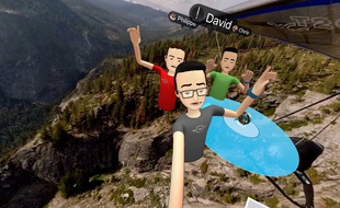 Un selfie virtuel dans l'app Spaces de Facebook pour l'Oculus Rift.