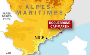 Carte de localisation de Roquebrune-Cap-Martin (Alpes-Maritimes) où un déséquilibré a tué un octogénaire, samedi 2 janvier 2010.