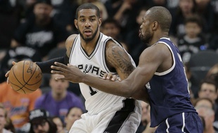 LaMarcus Aldridge défie Serge Ibaka le 30 avril 2016.