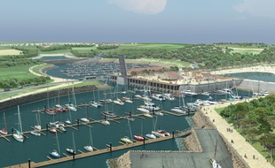 Image de synthèse du futur port de plaisance à Brétignolles (Vendée)