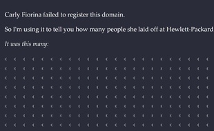 Capture d'écran du site CarlyFiorina.org, que la candidate Carly Fiorina a oublié de déposer.