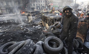 Manifestants à Kiev (Ukraine), le 26 janvier 2014.