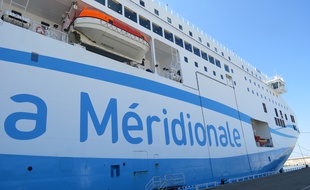 Marseille, le 2 juin 2015, Le Piana de La Meridionale à quai au port de Marseille. Illustration.