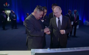 Kim Jong-un et Vladimir Poutine à Vladivostok en avril 2019.