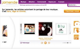 Capture d'écran de la page d'accueil de Jamendo