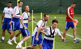 Les joueurs russes à l'entraînement.