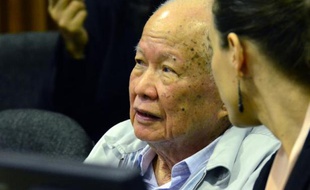 Khieu Samphan lors de son procès le 17 octobre 2014 à Phnom Penh