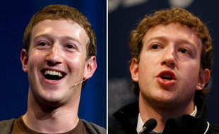 Le PDG de Facebook Mark Zuckerberg (en 2008 et 2009)