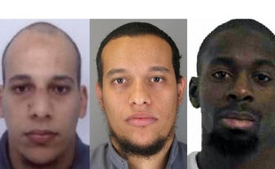 Les frères Kouachi et Amedy Coulibaly, suspectés des attaques contre «Charlie Hebdo», à Montrouge, Dammartin-en-Goële et Porte de Vincennes en janvier 2015.