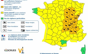 Meteo france a placé 18 départements en vigilance orange le 16 septembre 2015.